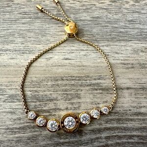 Michael Kors Brilliance Logo Gold Crystal Slider Bracelet